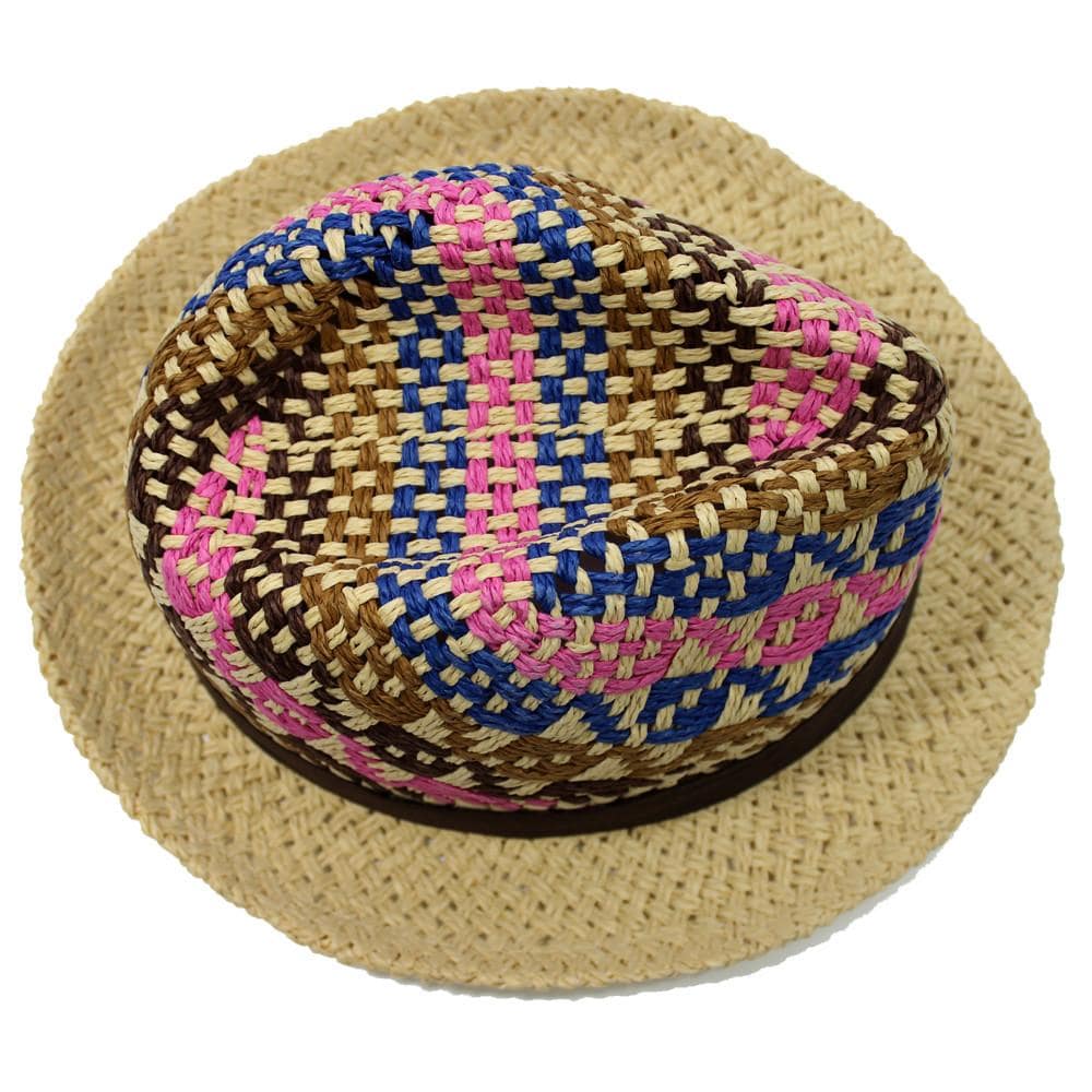 Straw Hat-Brown/Blue/Pink/Camel - Straw Hat - La Fiorentina CM15