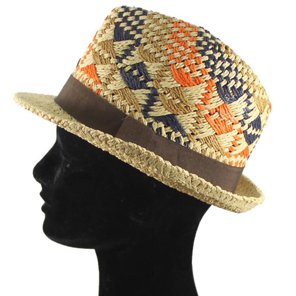 Straw Hat-Orange/Blue/Camel - Straw Hat - La Fiorentina CM15