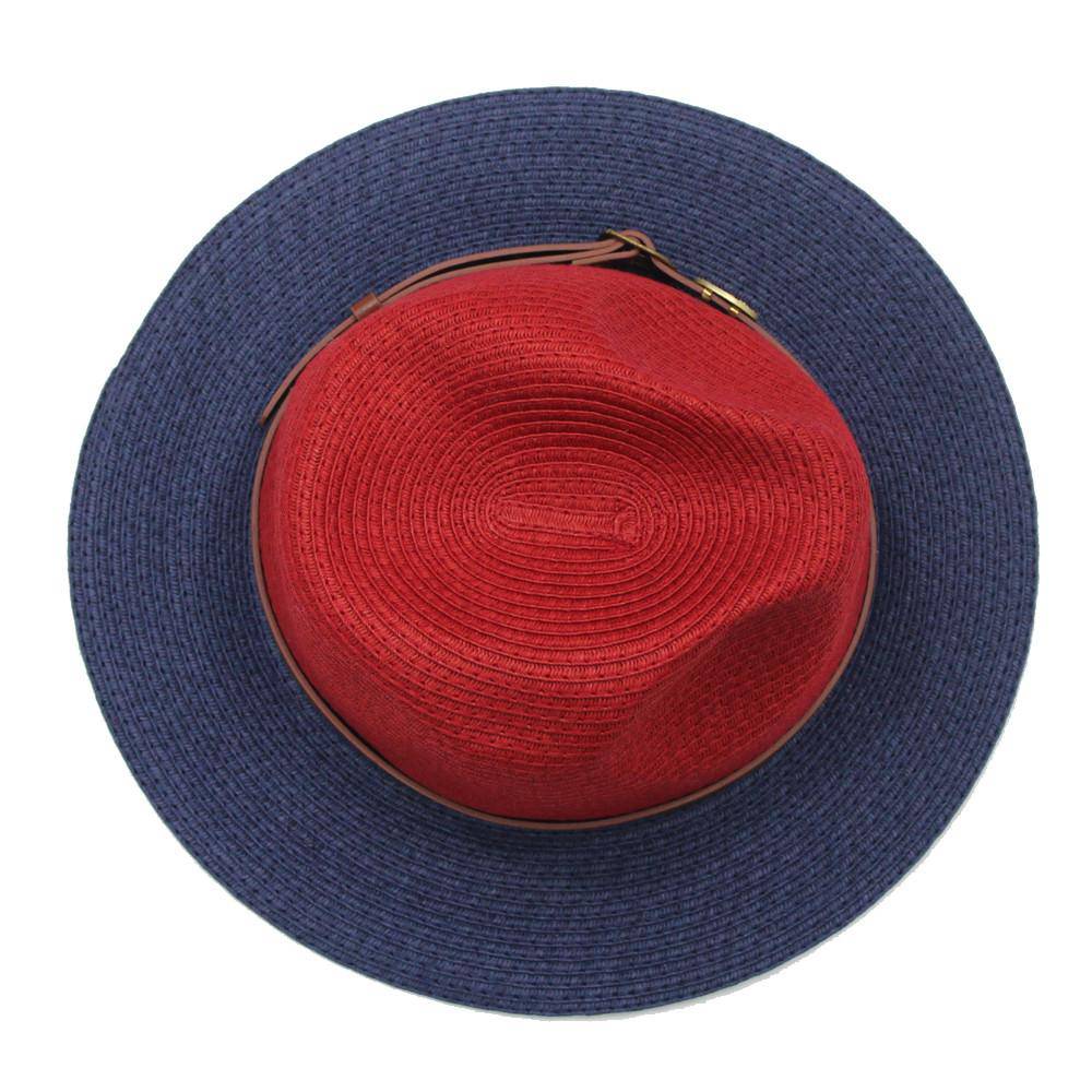 Straw Hat w/ Leather Strap - Red/Blue - Straw Hat - La Fiorentina 12071518-912