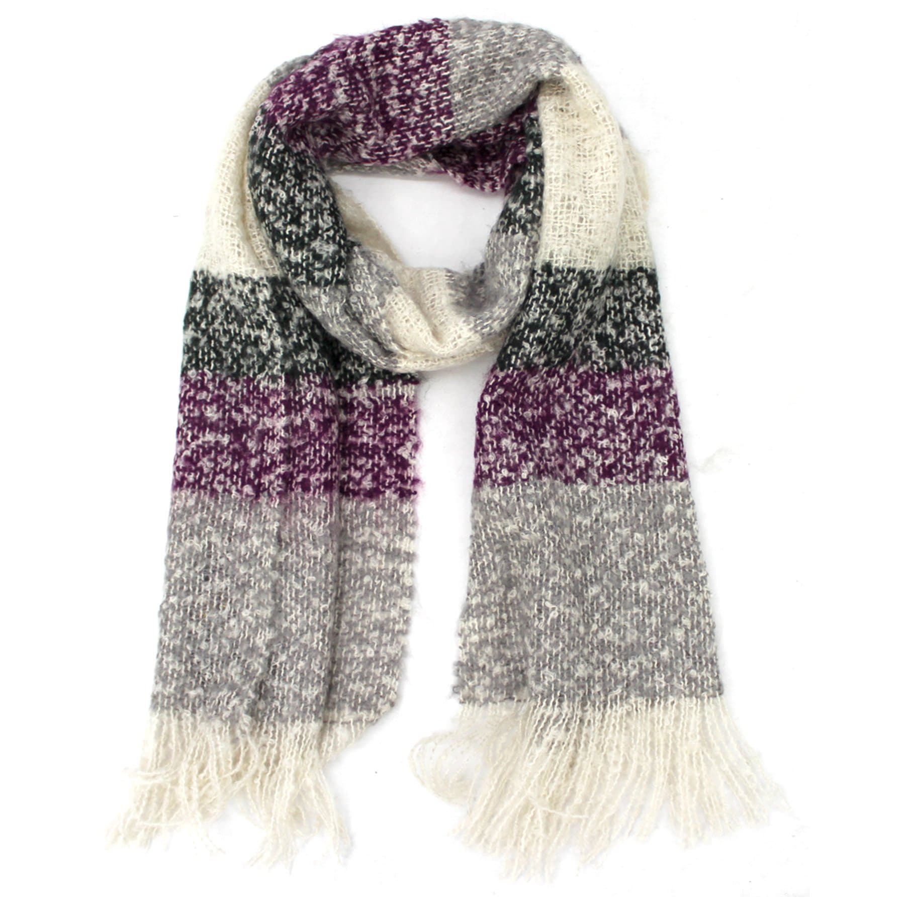 Striped Knit Muffler-Purple/Black/Grey - Muffler - La Fiorentina  DP65573S