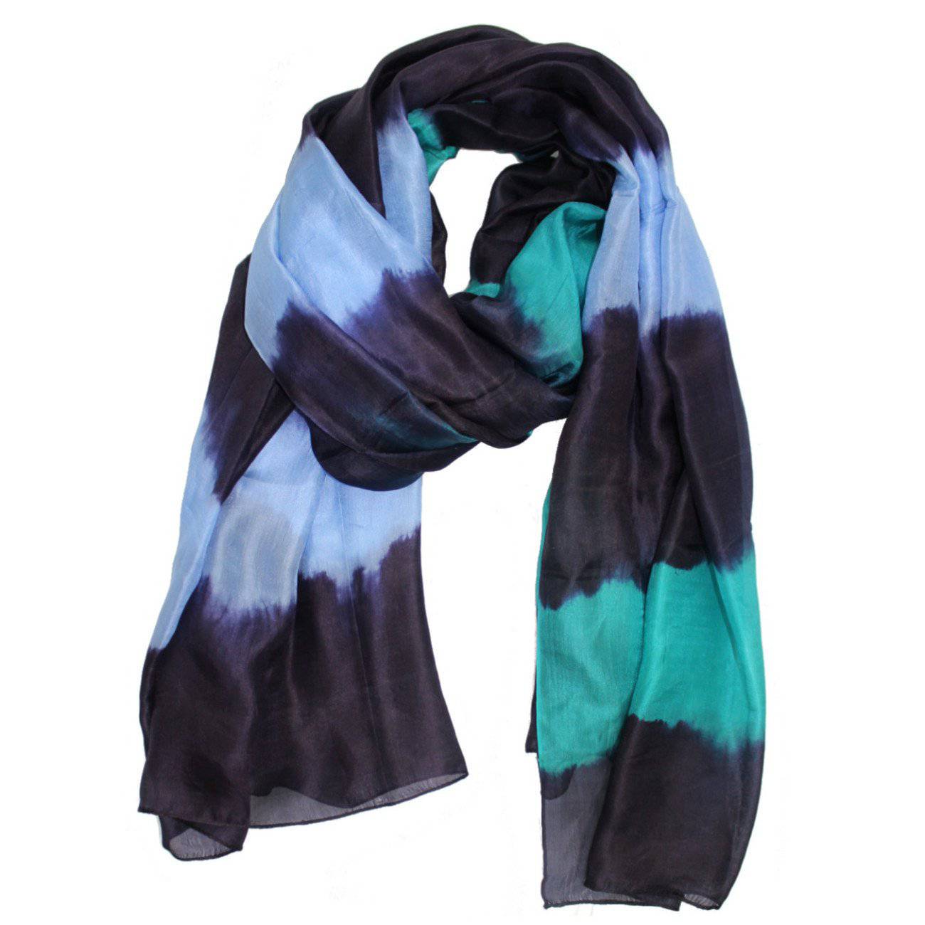 Striped Silk Scarf- Navy - Silk Scarf - La Fiorentina EF-2737