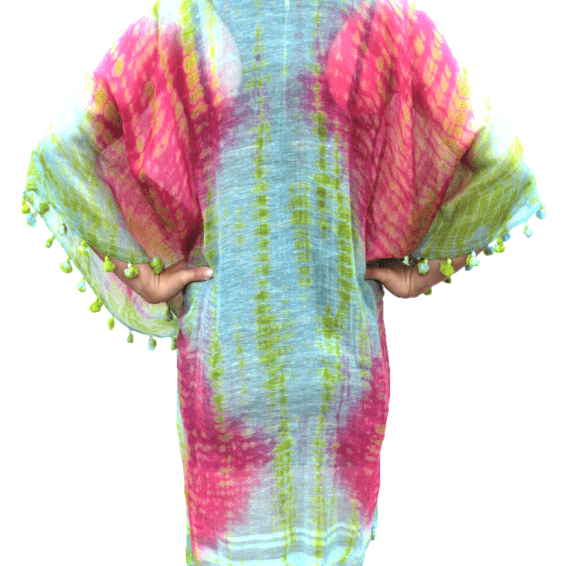 Tie Dye Beach Cover Up - Green/Pink - Beach Cover up - La Fiorentina EF-2804-PONCHO