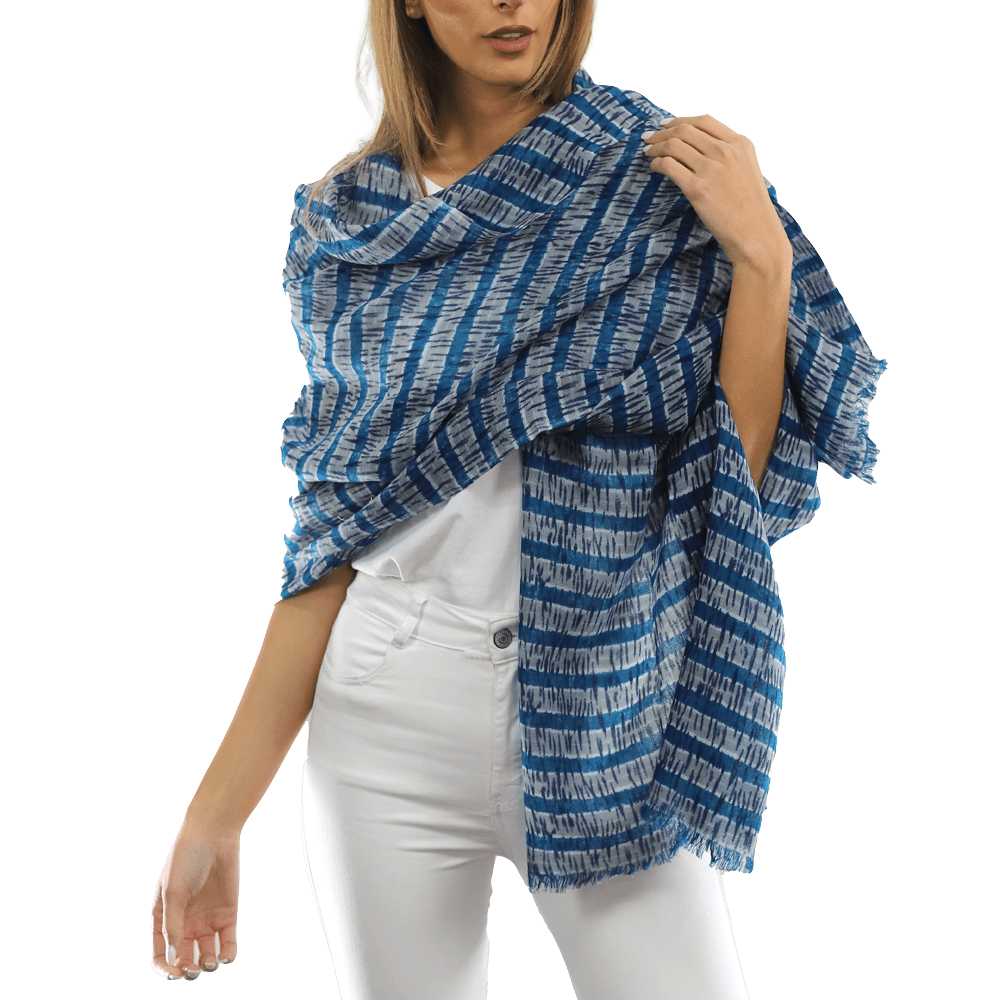 Tie Dye Light Print Scarf- Blue - Scarf - La Fiorentina TD/26