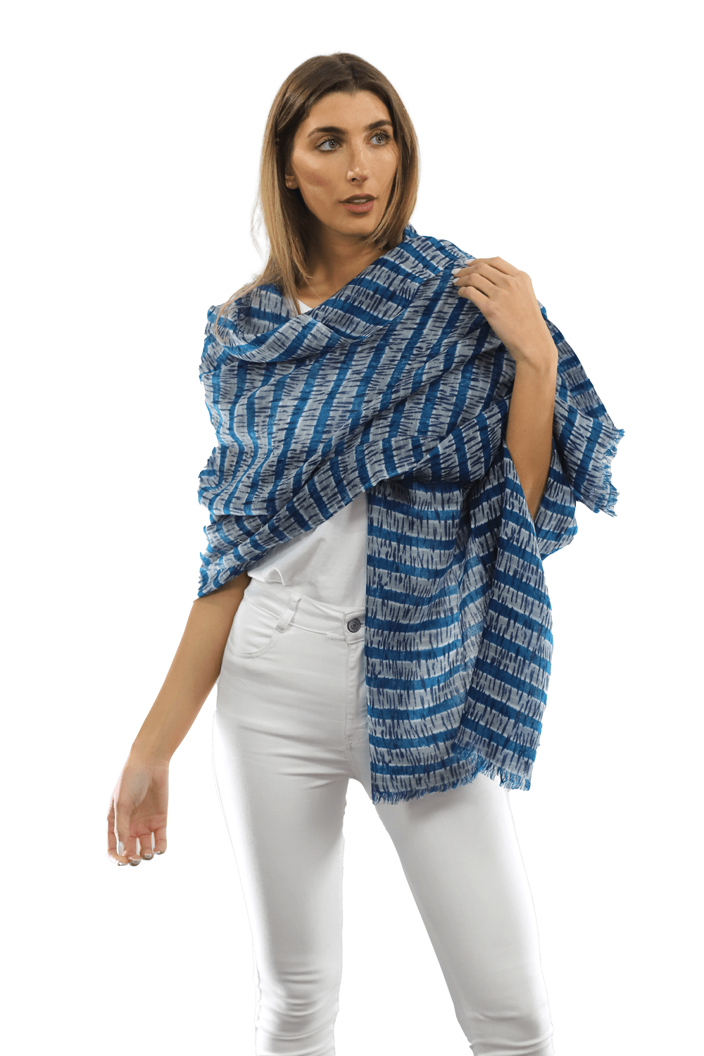 Tie Dye Light Print Scarf- Blue - Scarf - La Fiorentina TD/26