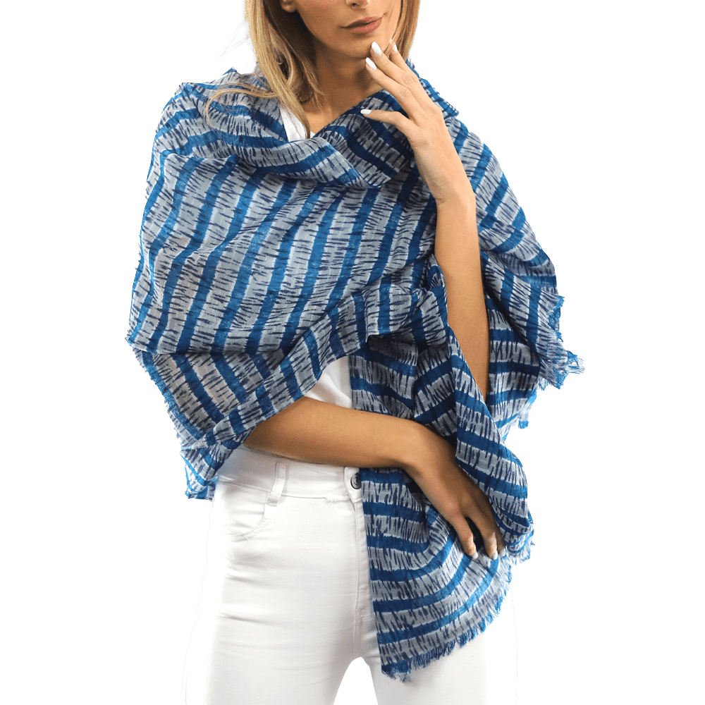 Tie Dye Light Print Scarf- Blue - Scarf - La Fiorentina TD/26