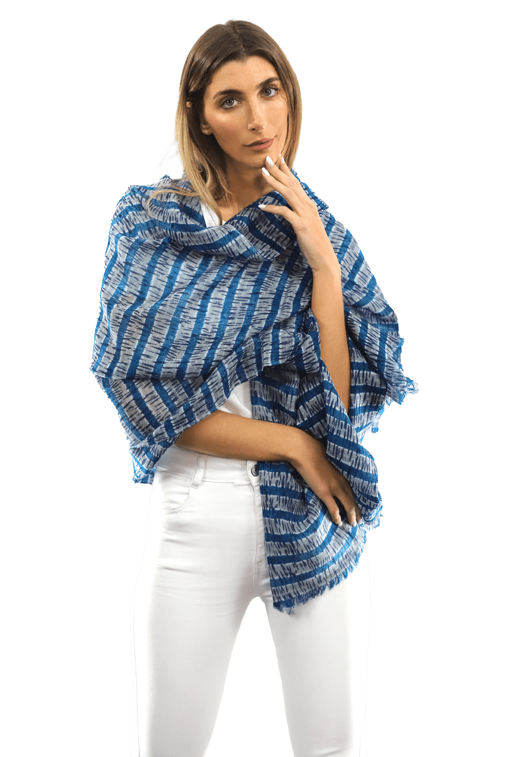 Tie Dye Light Print Scarf- Blue - Scarf - La Fiorentina TD/26