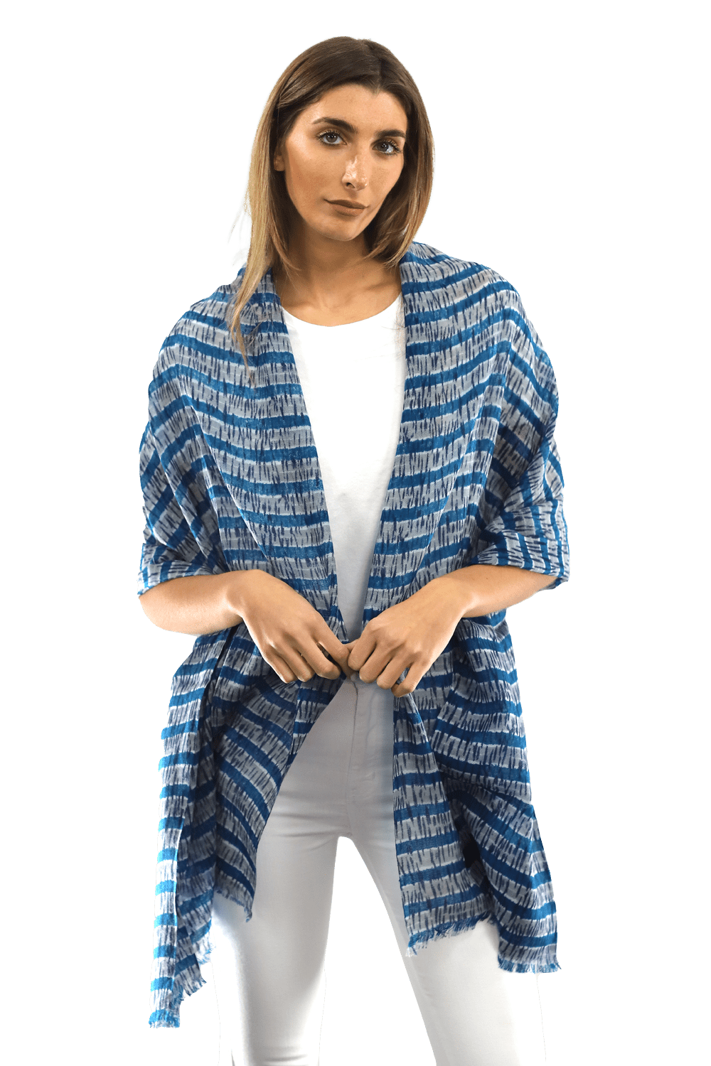 Tie Dye Light Print Scarf- Blue - Scarf - La Fiorentina TD/26