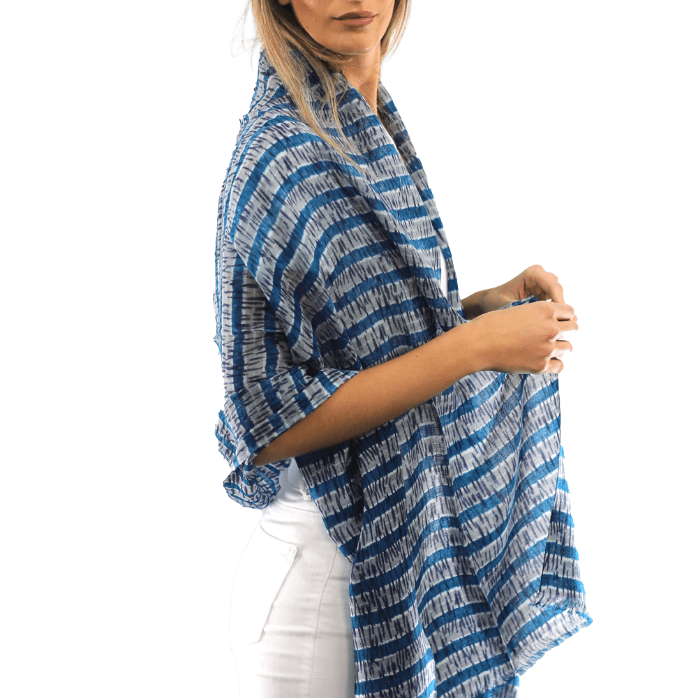 Tie Dye Light Print Scarf- Blue - Scarf - La Fiorentina TD/26