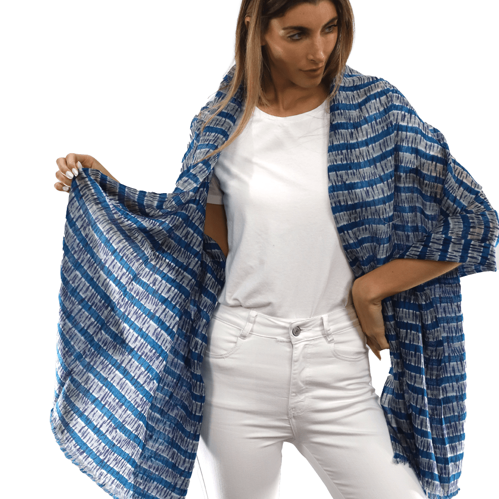 Tie Dye Light Print Scarf- Blue - Scarf - La Fiorentina TD/26