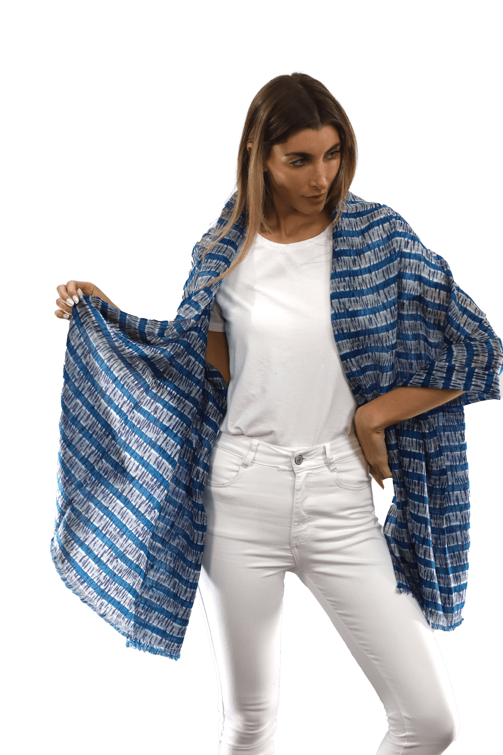 Tie Dye Light Print Scarf- Blue - Scarf - La Fiorentina TD/26