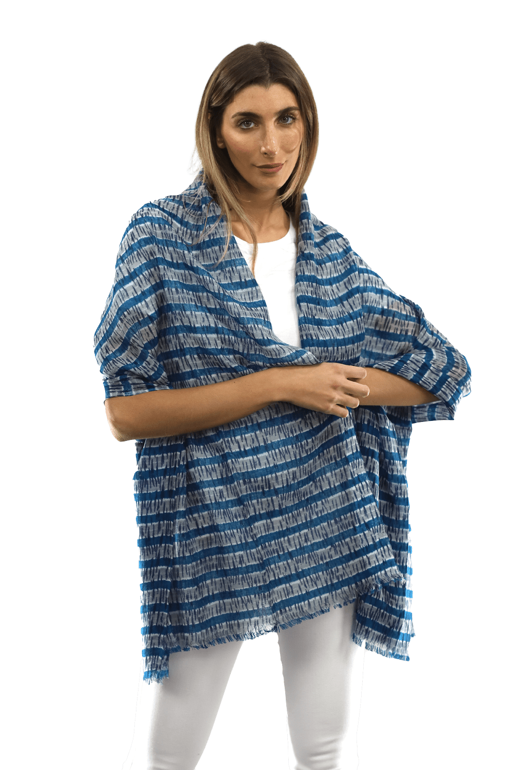 Tie Dye Light Print Scarf- Blue - Scarf - La Fiorentina TD/26