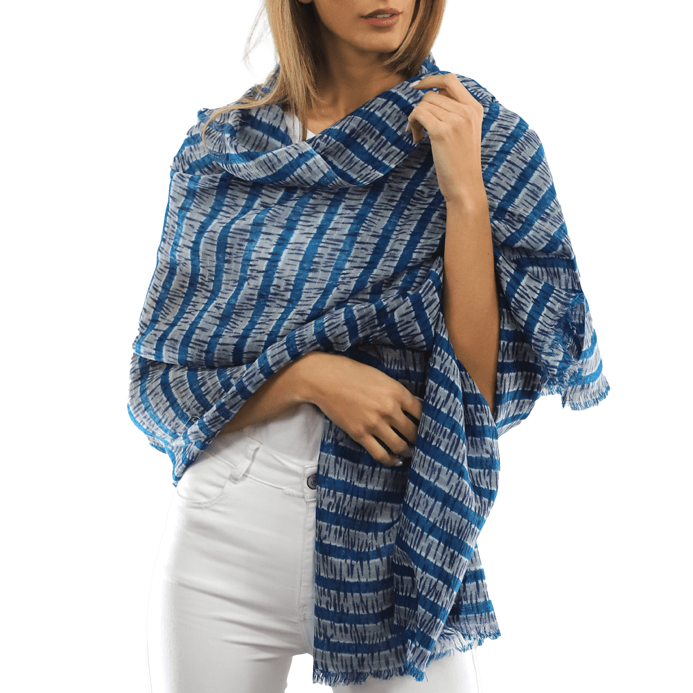 Tie Dye Light Print Scarf- Blue - Scarf - La Fiorentina TD/26