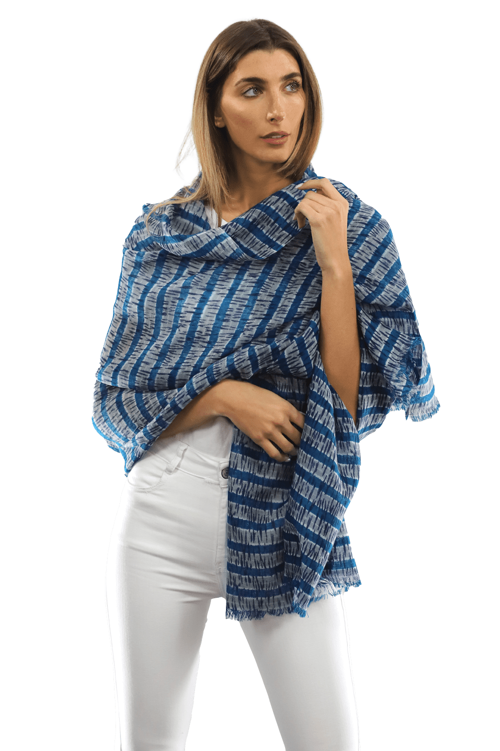 Tie Dye Light Print Scarf- Blue - Scarf - La Fiorentina TD/26