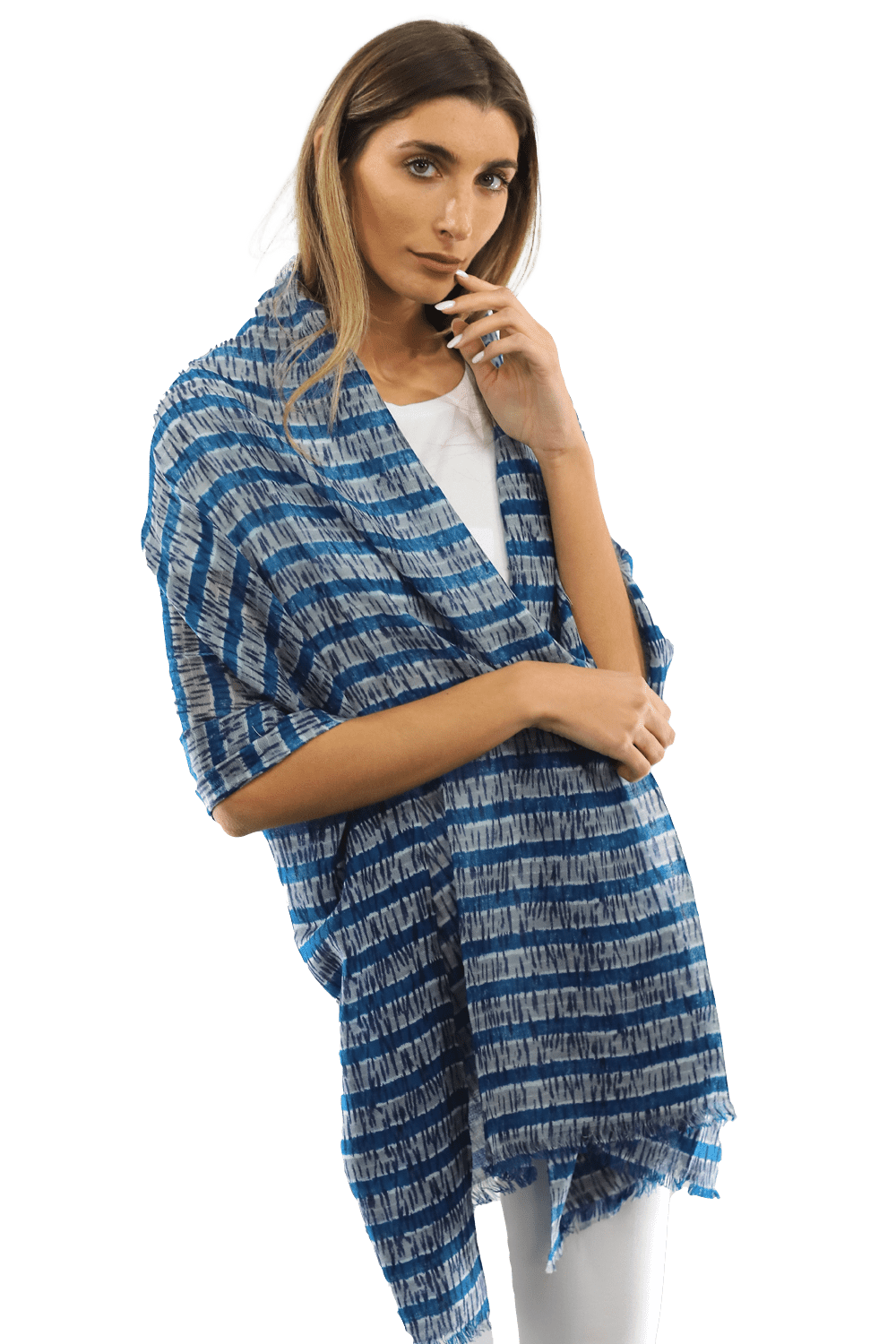 Tie Dye Light Print Scarf- Blue - Scarf - La Fiorentina TD/26