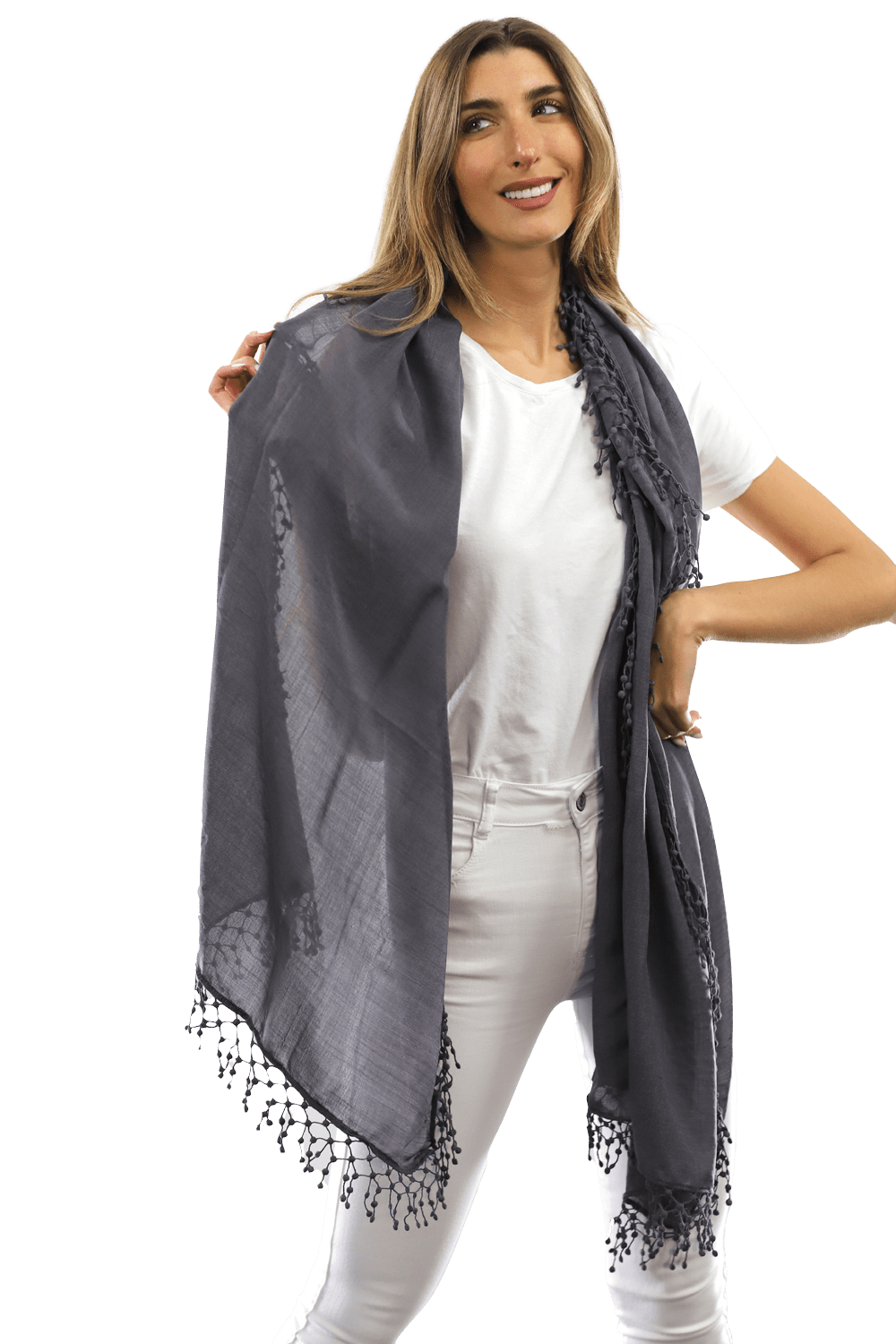 Tie Dye Light Print Scarf- Deep Plum Heather Grey - Scarf - La Fiorentina TD/26