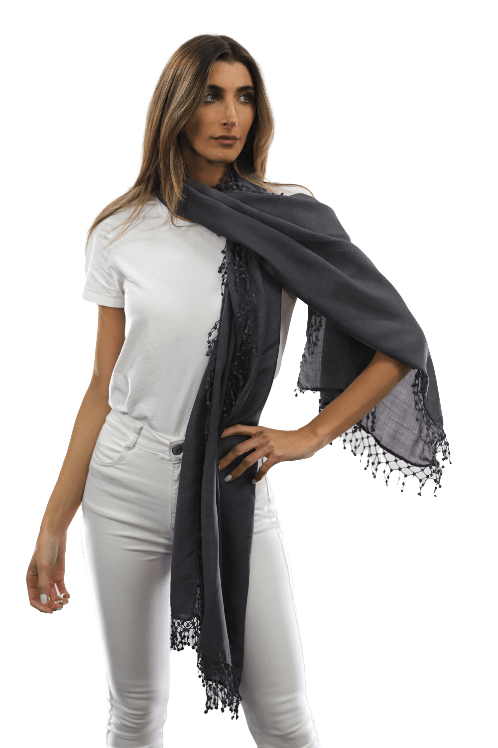 Tie Dye Light Print Scarf- Deep Plum Heather Grey - Scarf - La Fiorentina TD/26