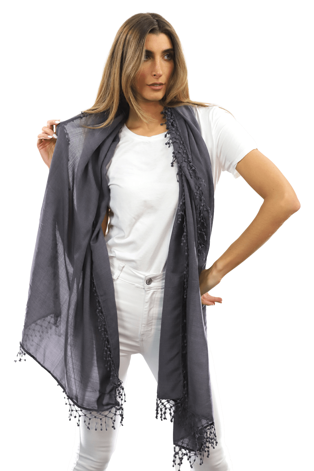 Tie Dye Light Print Scarf- Deep Plum Heather Grey - Scarf - La Fiorentina TD/26