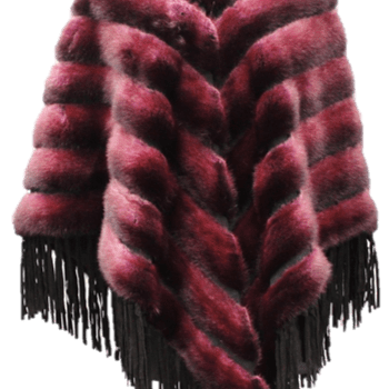 Tonal Ribbed Mink Poncho - Poncho - La Fiorentina,Wine D-5807 D-5808