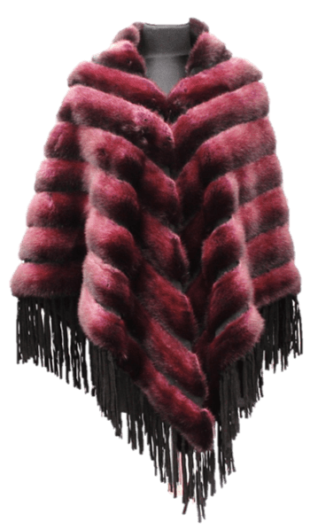 Tonal Ribbed Mink Poncho - Poncho - La Fiorentina,Wine D-5807 D-5808