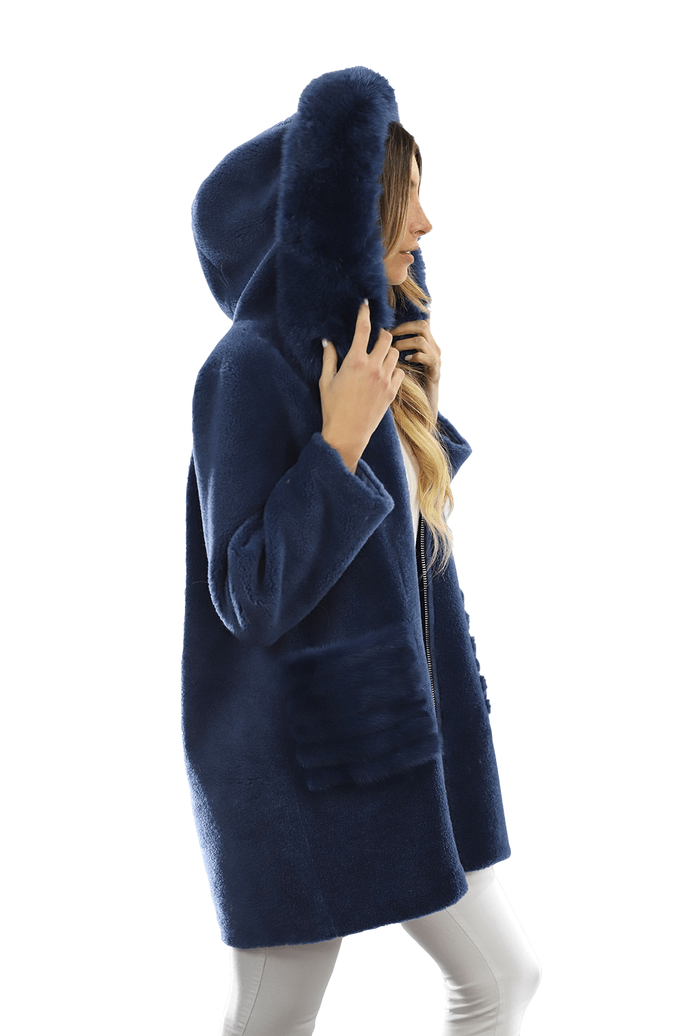 Trendy Fox Trimmed Jacket - Coat - La Fiorentina TN1905_BLUE