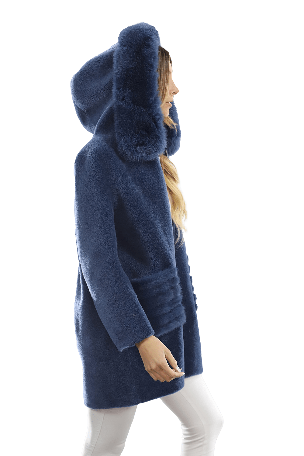 Trendy Fox Trimmed Jacket - Coat - La Fiorentina TN1905_BLUE