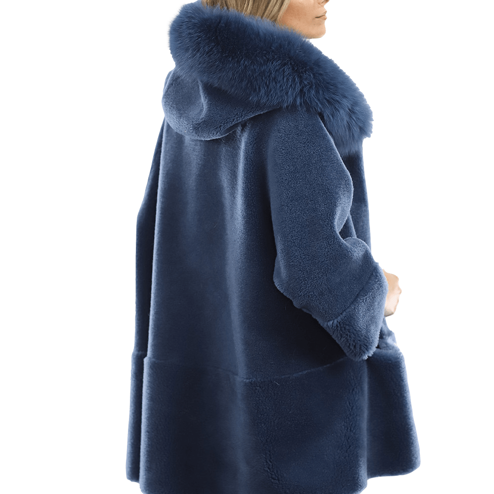 Trendy Fox Trimmed Jacket - Coat - La Fiorentina TN1905_BLUE