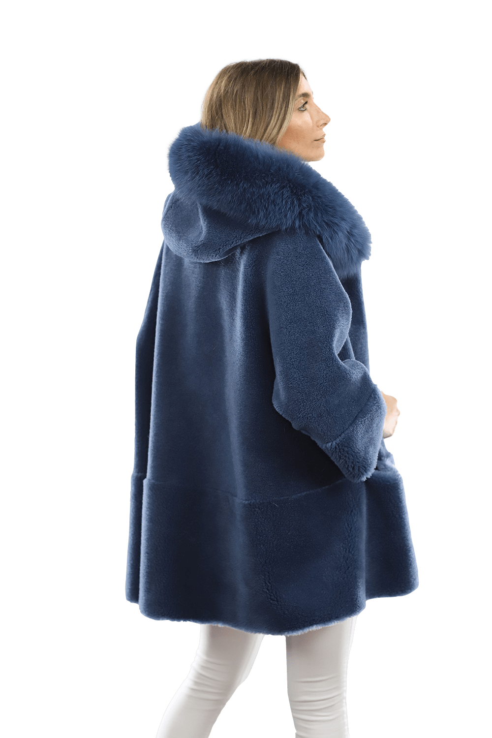 Trendy Fox Trimmed Jacket - Coat - La Fiorentina TN1905_BLUE