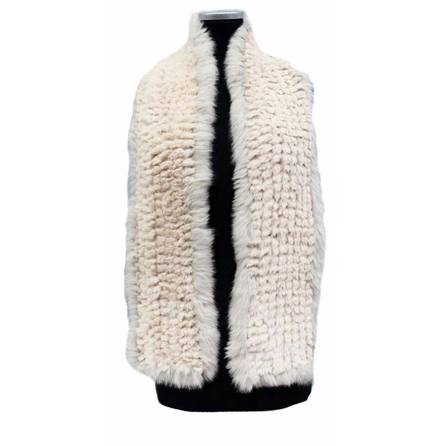 Two Tone Faux Fur/Real Fur Muffler - Beige - Fur Muffler - La Fiorentina AYD312-BEIGE
