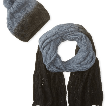 Two Tone Hat and Scarf - Set - La Fiorentina,Gray CABLESET