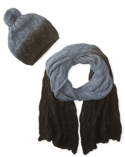 Two Tone Hat and Scarf - Set - La Fiorentina,Gray CABLESET