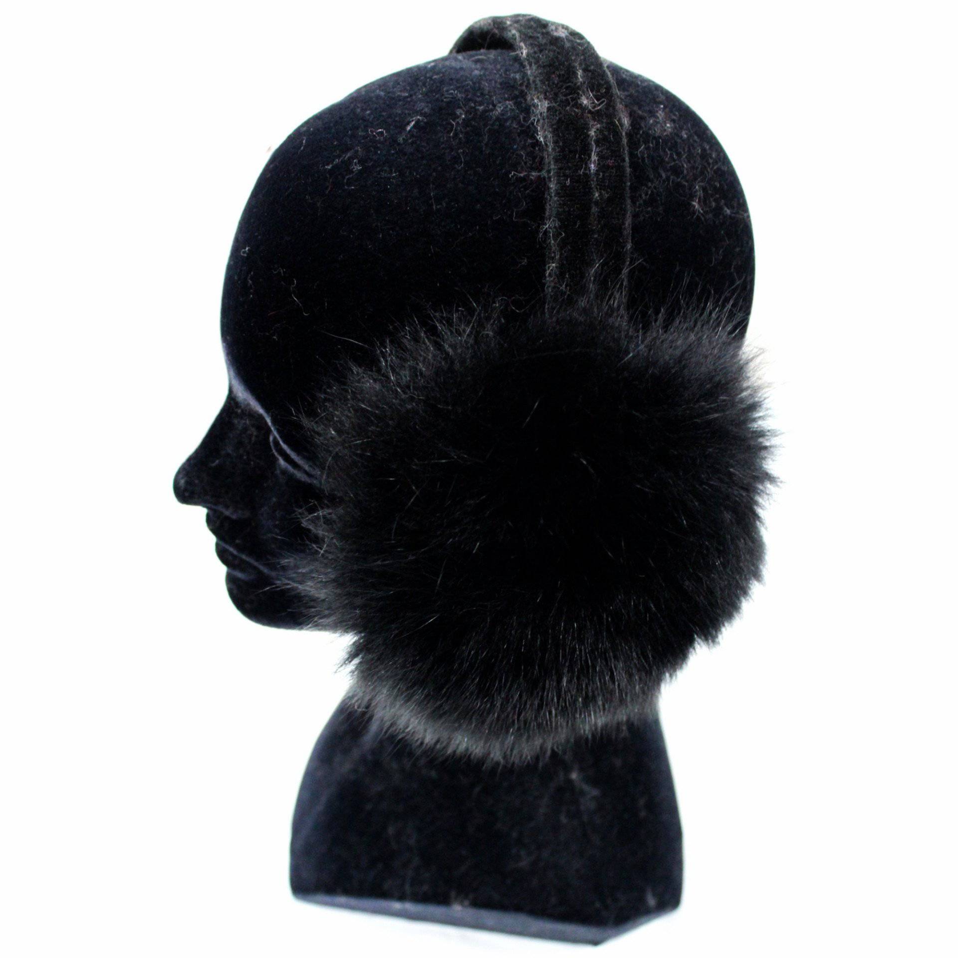 Velvet Covered Halo with Real Black Fox Covers Tech Earmuff - Tech Ear Muffs - La Fiorentina '352014