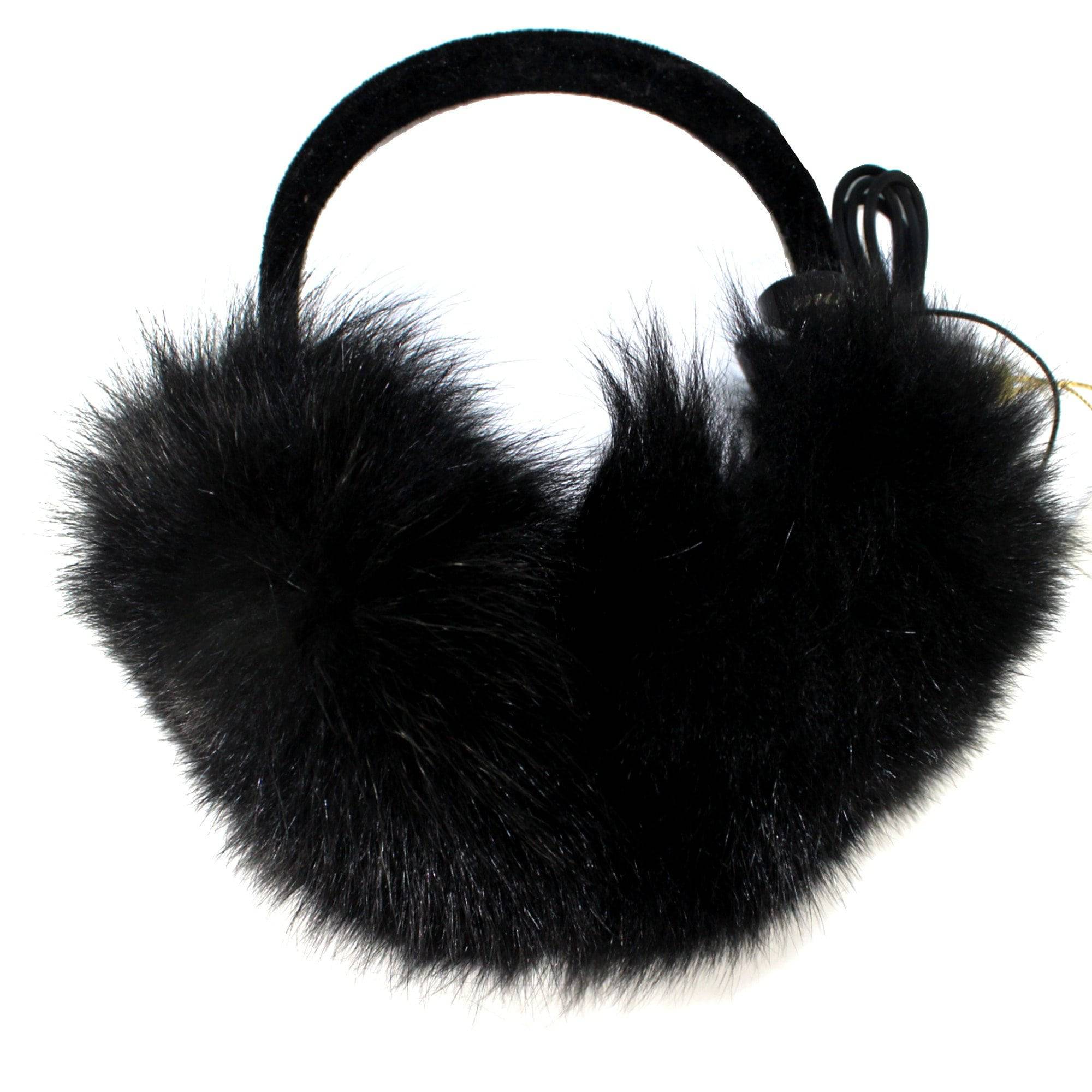 Velvet Covered Halo with Real Black Fox Covers Tech Earmuff - Tech Ear Muffs - La Fiorentina '352014