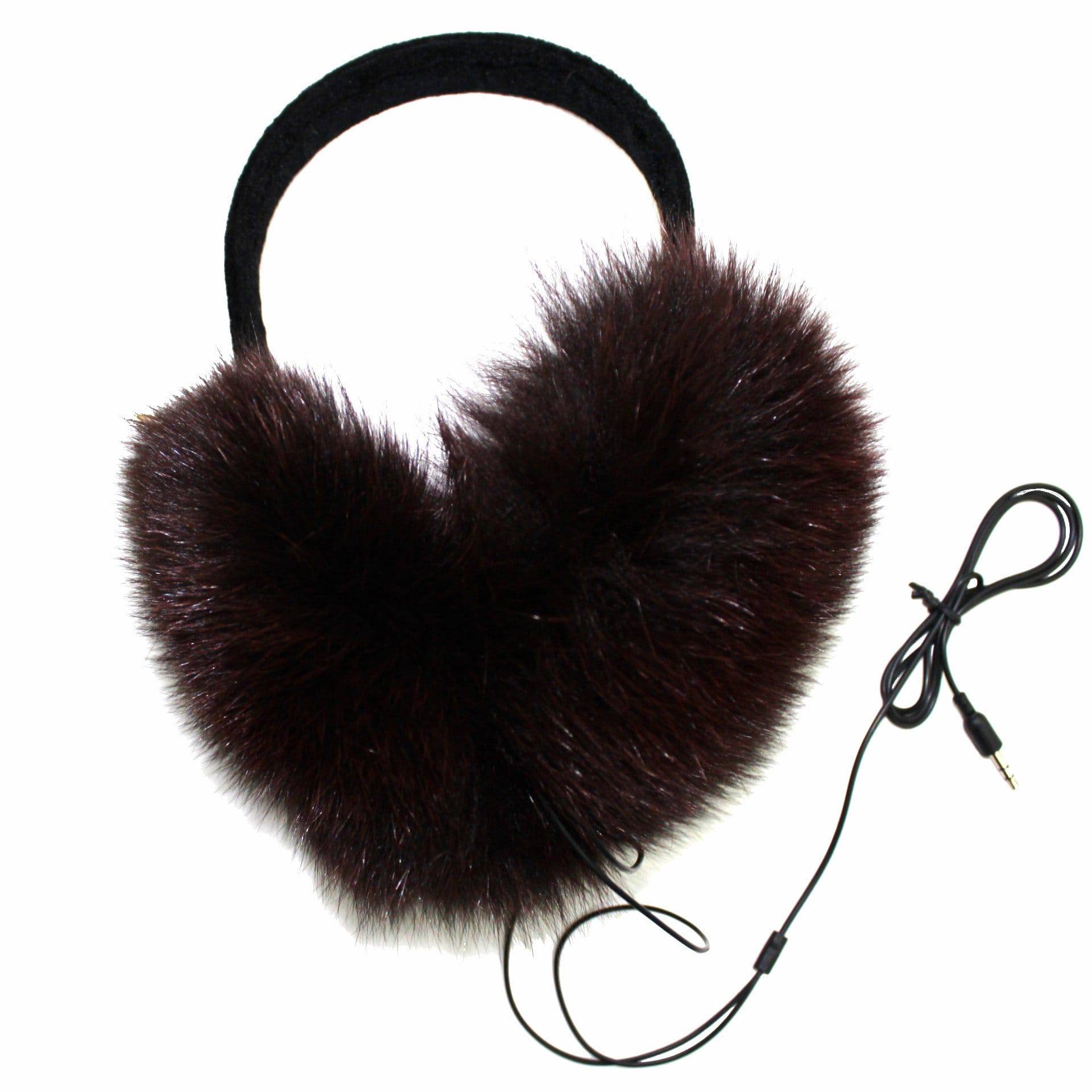 Velvet Covered Halo with Real Brown Fox Covers Tech Earmuff - Tech Ear Muffs - La Fiorentina '352014