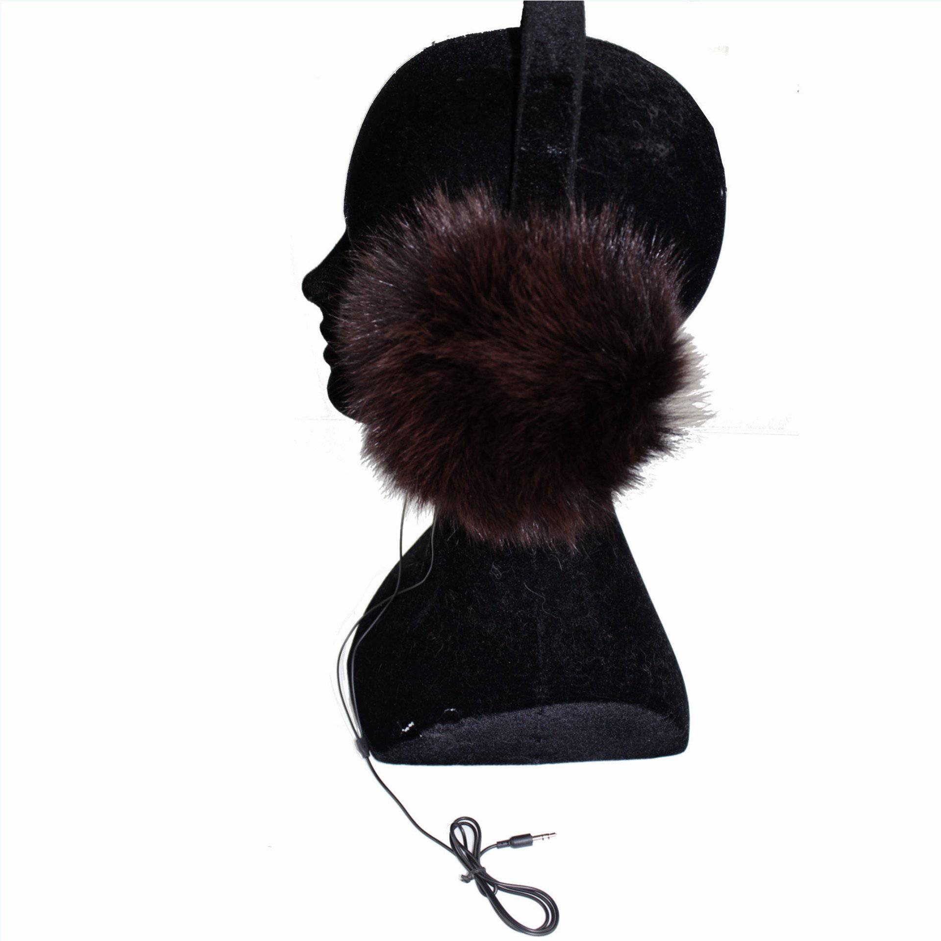 Velvet Covered Halo with Real Brown Fox Covers Tech Earmuff - Tech Ear Muffs - La Fiorentina '352014