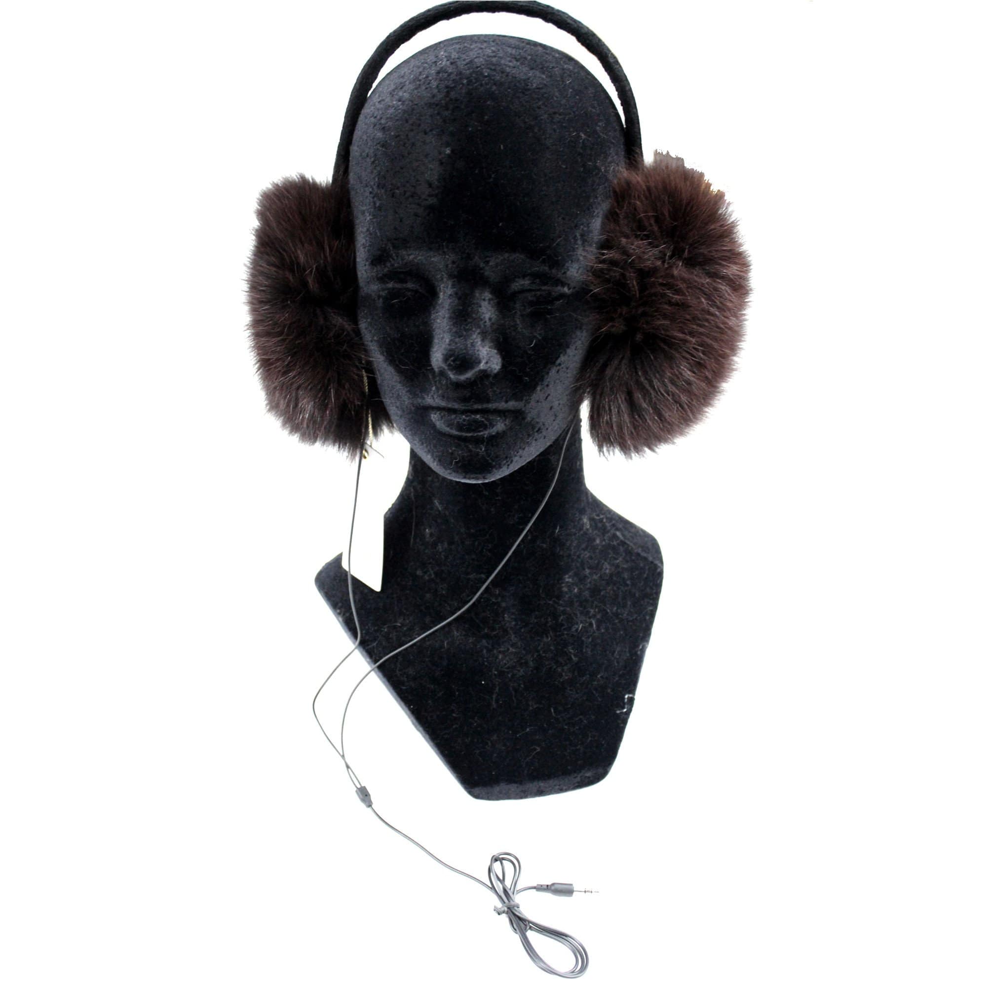 Velvet Covered Halo with Real Brown Fox Covers Tech Earmuff - Tech Ear Muffs - La Fiorentina '352014