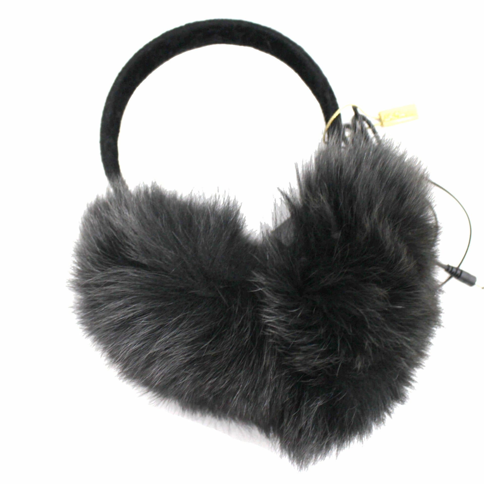 Velvet Covered Halo with Real Grey Fox Covers Tech Earmuff - Tech Ear Muffs - La Fiorentina '352014
