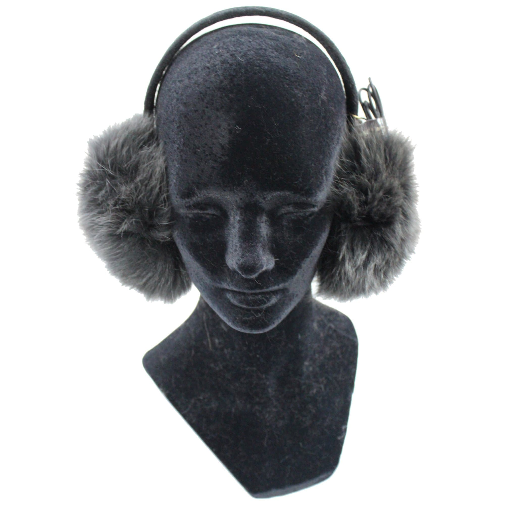 Velvet Covered Halo with Real Grey Fox Covers Tech Earmuff - Tech Ear Muffs - La Fiorentina '352014