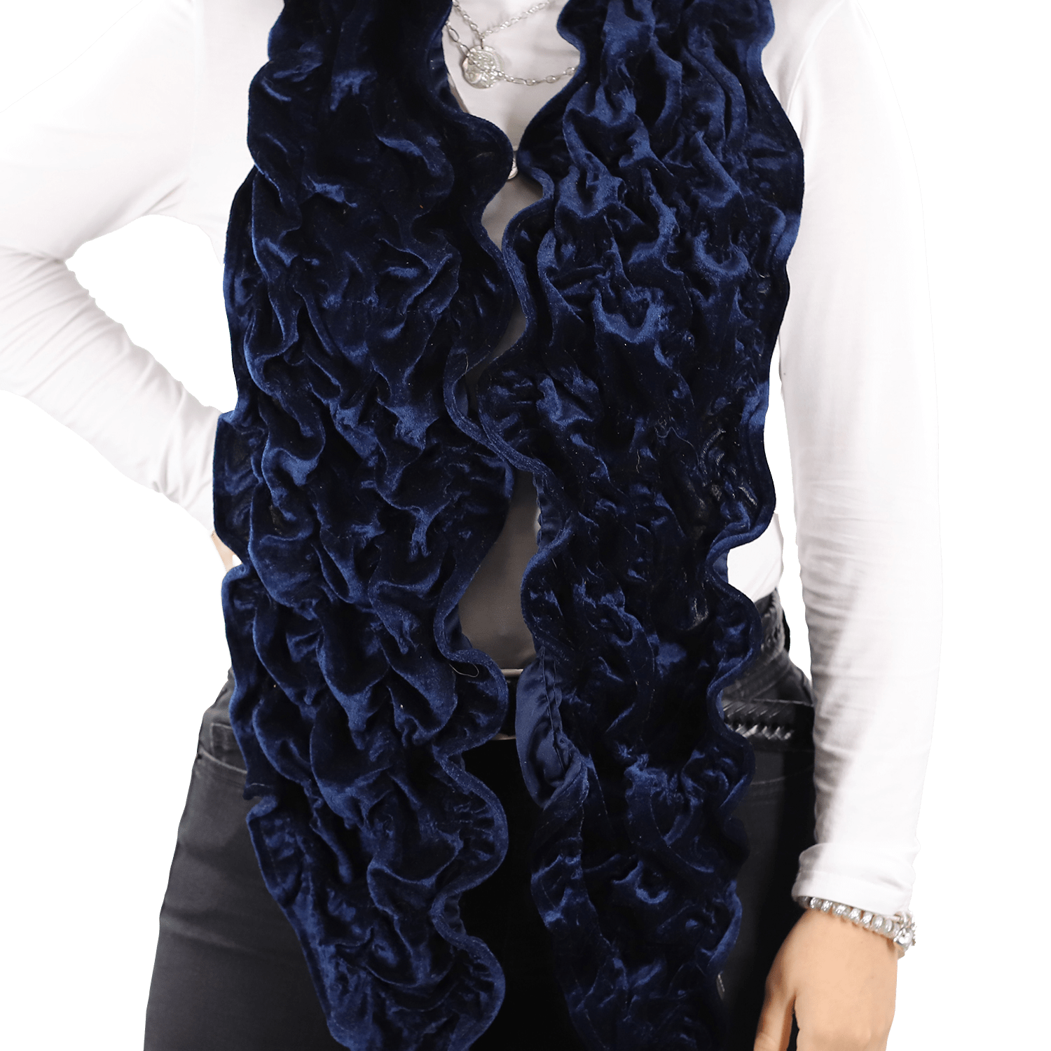 Velvet Woven Scarf-Blue - Scarf - La Fiorentina AHW-1065