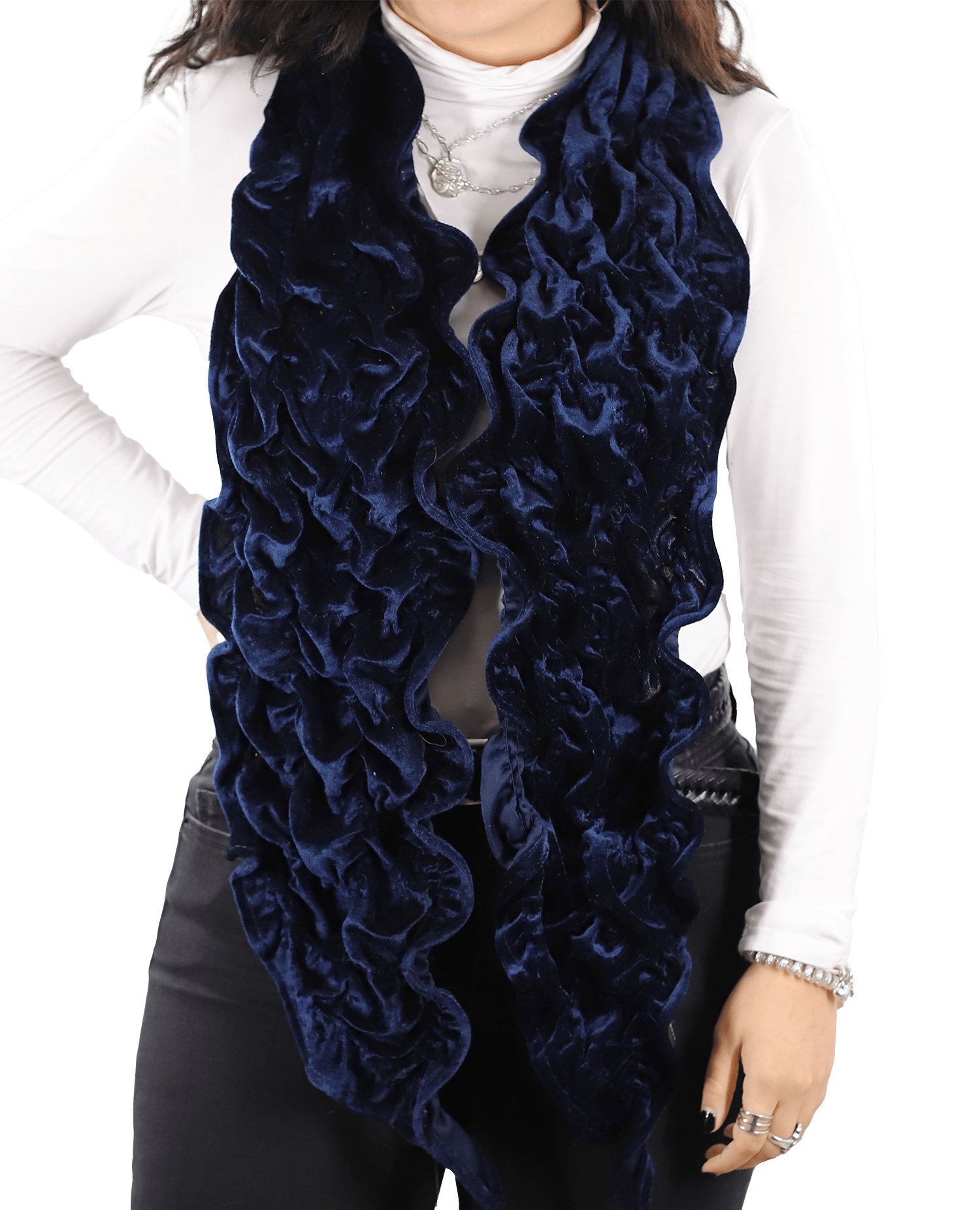 Velvet Woven Scarf-Blue - Scarf - La Fiorentina AHW-1065