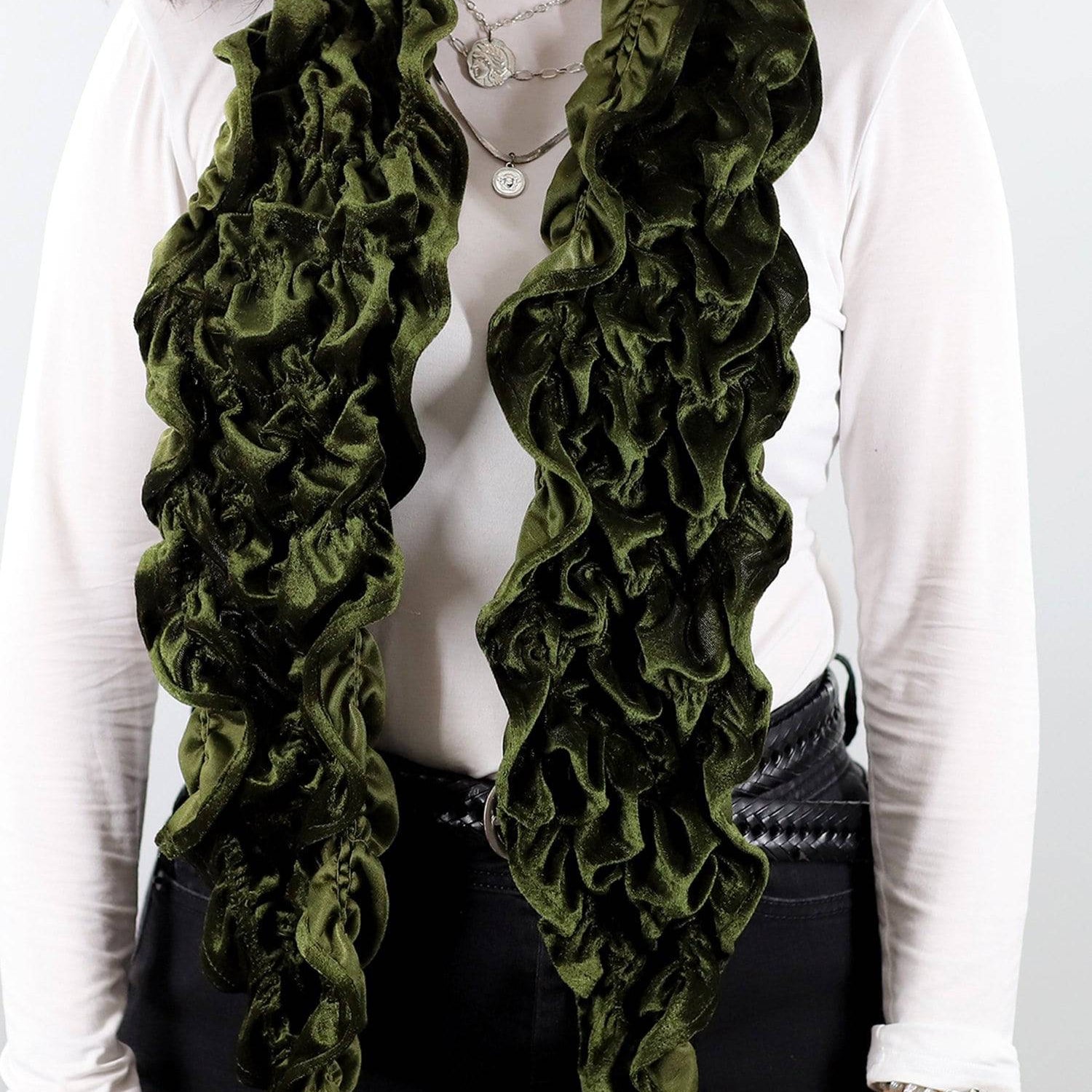 Velvet Woven Scarf-Green - Scarf - La Fiorentina AHW-1065
