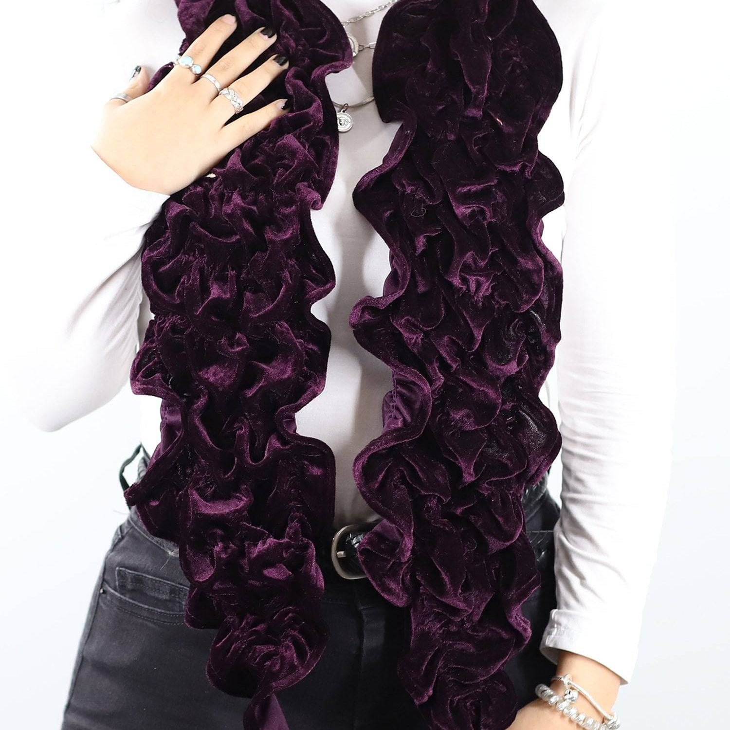 Velvet Woven Scarf-Purple - Scarf - La Fiorentina AHW-1065-PURPLE