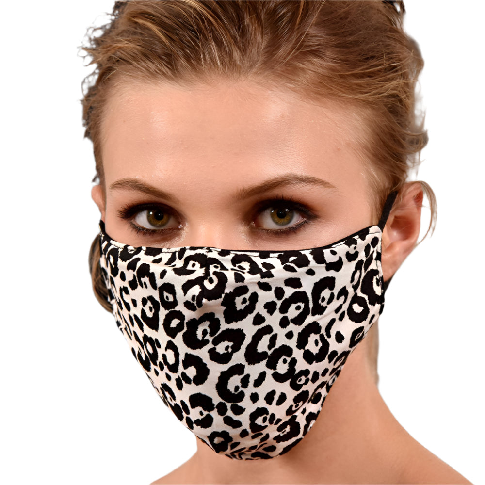 White Leopard Print Face Mask - face-mask - La Fiorentina MASK#6