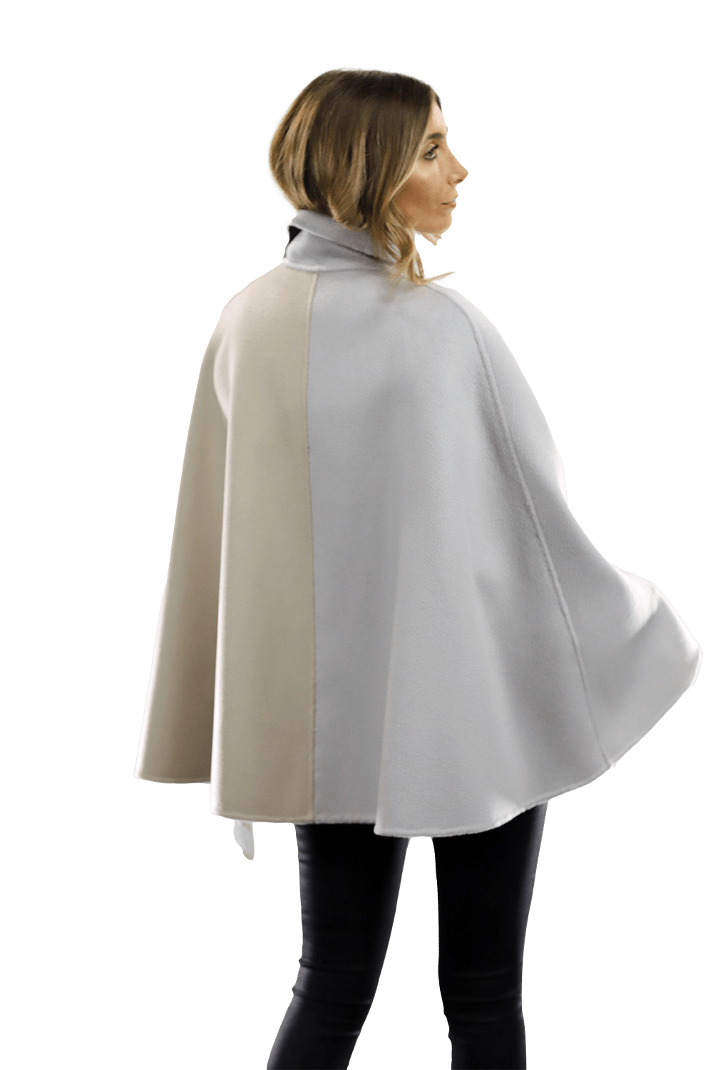 Wool Cape with Buckle - Coat - La Fiorentina ET-1037_LGHTBLU