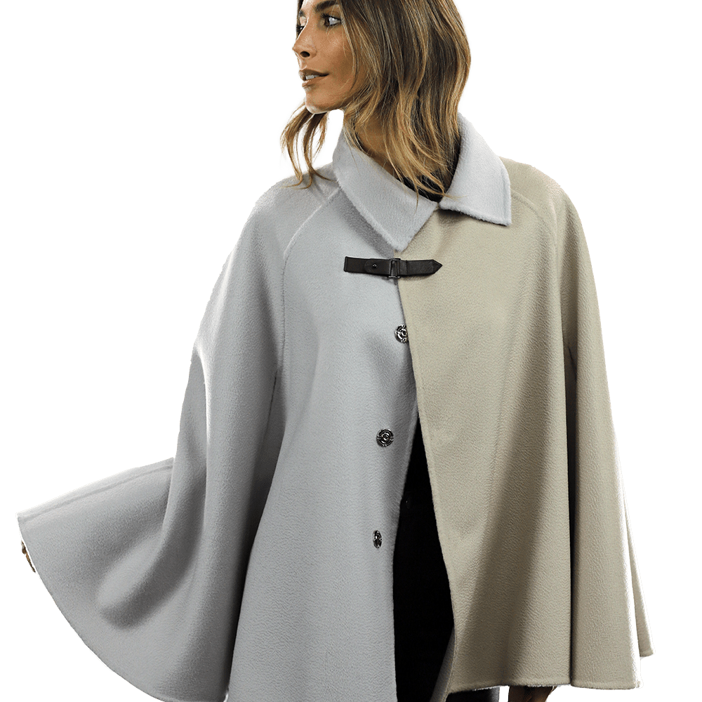 Wool Cape with Buckle - Coat - La Fiorentina ET-1037_LGHTBLU