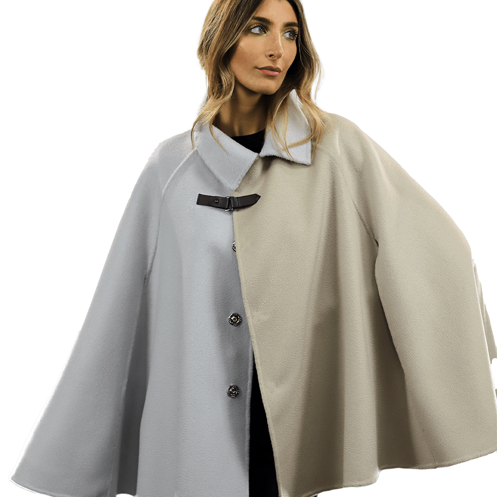 Wool Cape with Buckle - Coat - La Fiorentina ET-1037_LGHTBLU
