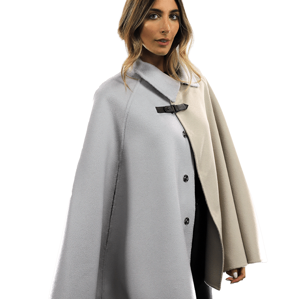 Wool Cape with Buckle - Coat - La Fiorentina ET-1037_LGHTBLU