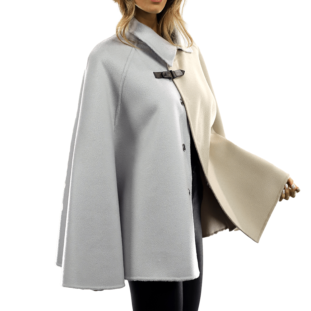 Wool Cape with Buckle - Coat - La Fiorentina ET-1037_LGHTBLU