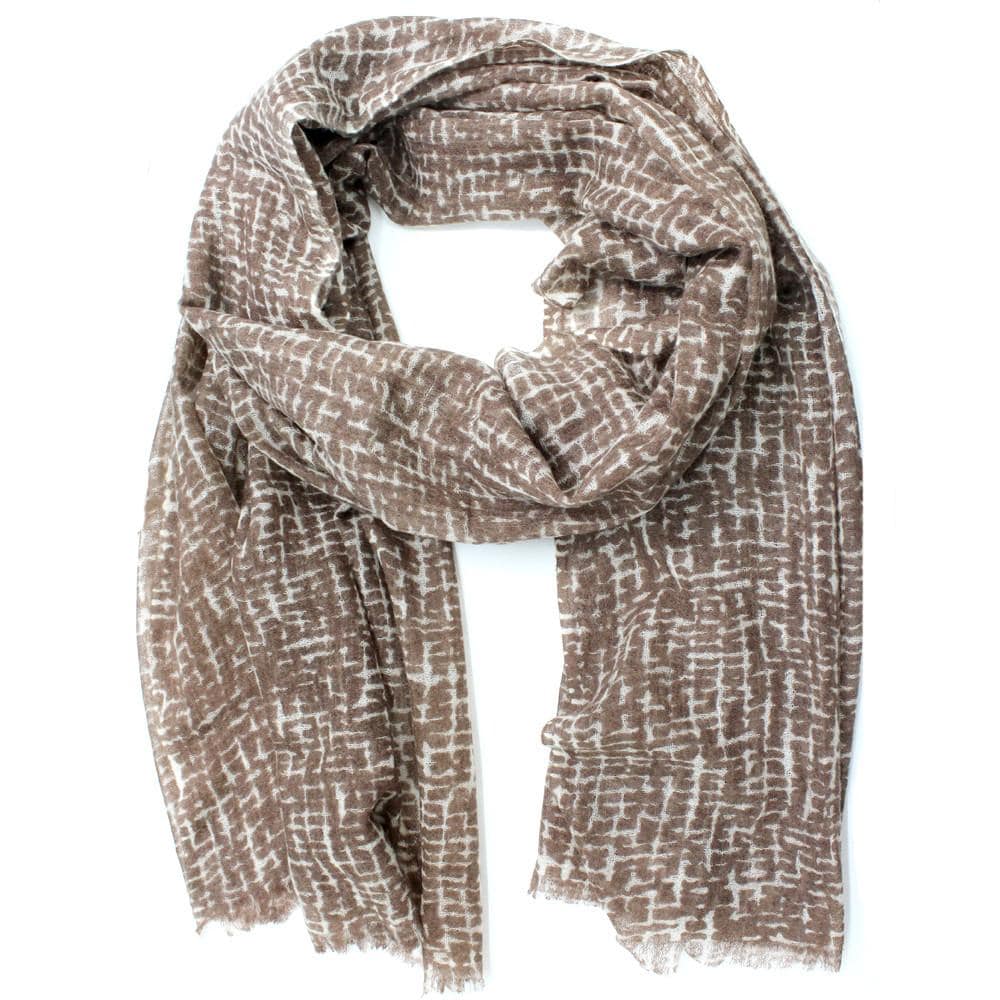 Wool & Cashmere Scarf - Taupe - Scarf - La Fiorentina SCF-077C_Brown