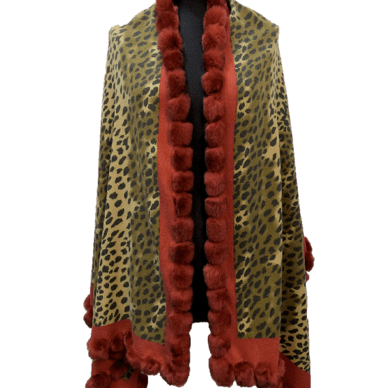 Woven Wrap with Rex Rabbit Trim - Wrap - La Fiorentina,Red WS56R