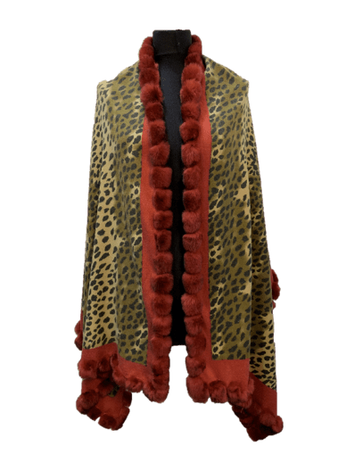 Woven Wrap with Rex Rabbit Trim - Wrap - La Fiorentina,Red WS56R